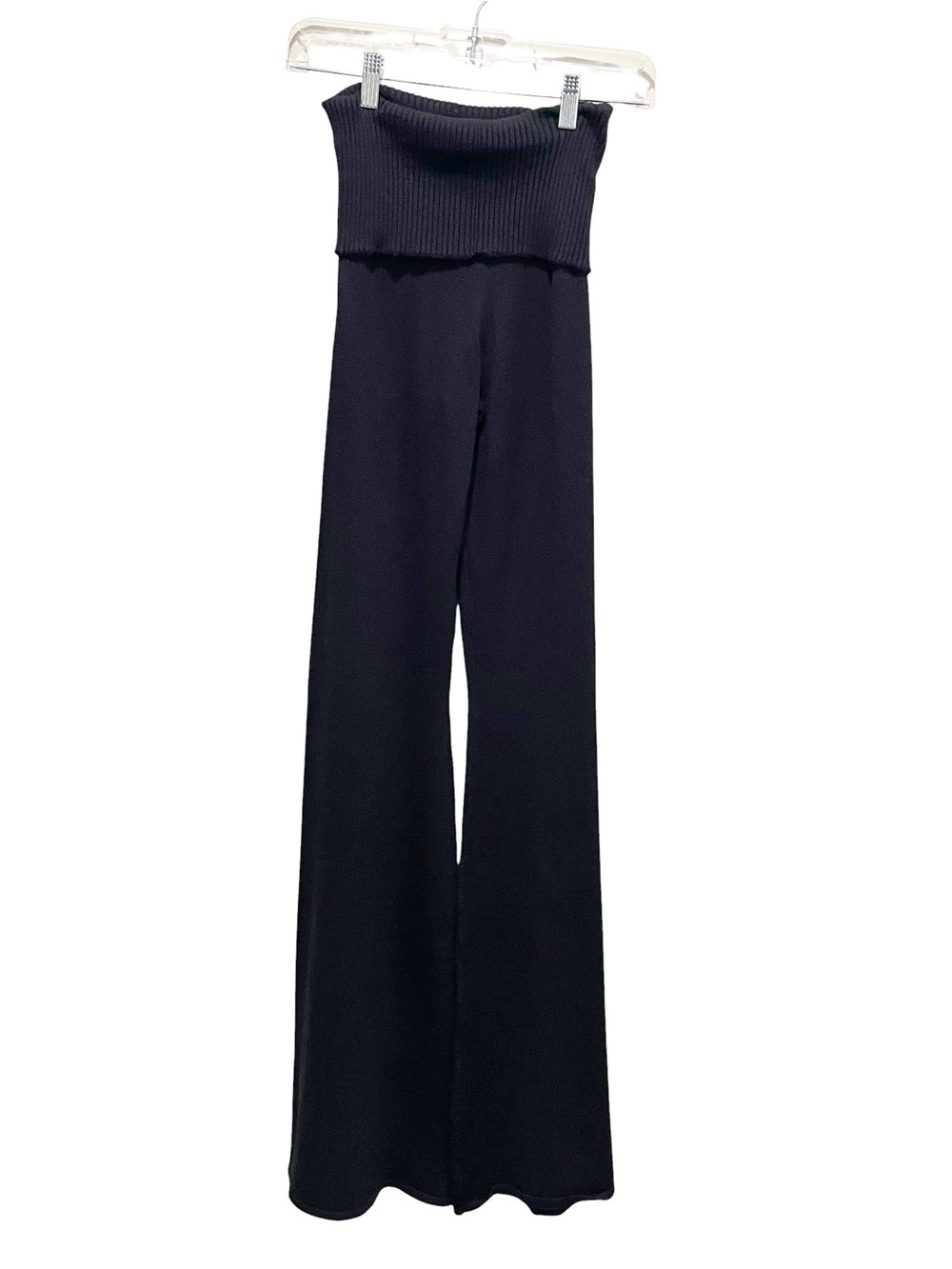 Florence By Mills Black Foldover Waist Knit Wide Leg Pants Women’s Size Medium
